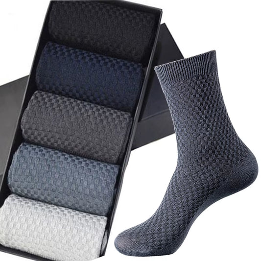 5 Pairs/Lot Men Bamboo Fiber Socks Anti-Bacterial Breatheable Autumn Long Business Socks Casual Male Dress Sock plus Size 38-44